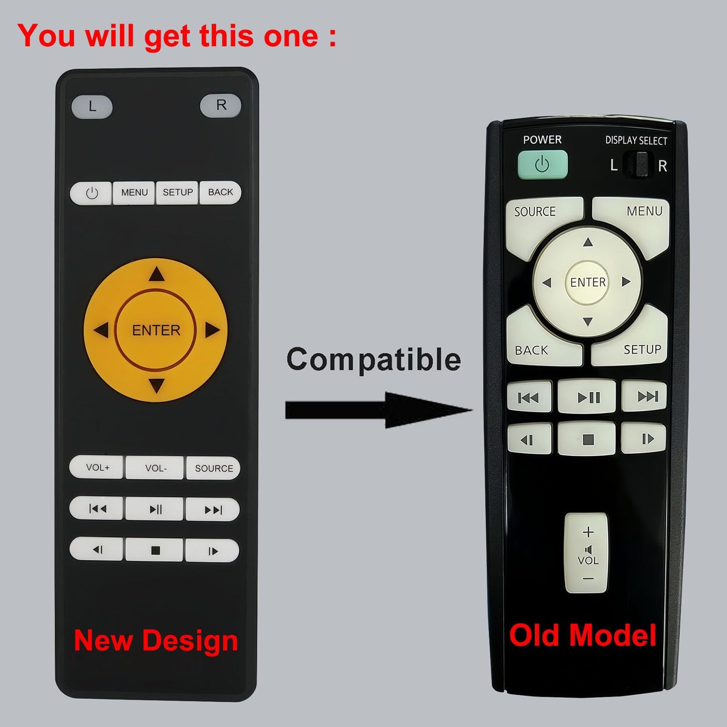 Replacement Remote Control for Infiniti JX35 Rear Entertainment DVD 2013 2014 2015 2016 2017 2018 2019