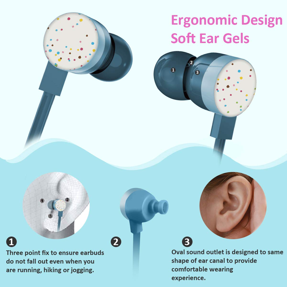 QearFun Donut Earbuds for Kids, Cute Earbud & in-Ear Headphones Wired Gift for School Girls and Boys with Microphone and Lovely Earphones Storage Case
