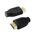 PNGKNYOCN Micro HDMI Adapter, 2-Pack, Male to Female, Supports 3D, 4K, 1080P, Ethernet Channel, 24K Gold-Plated Connectors, PVC Shell, Small