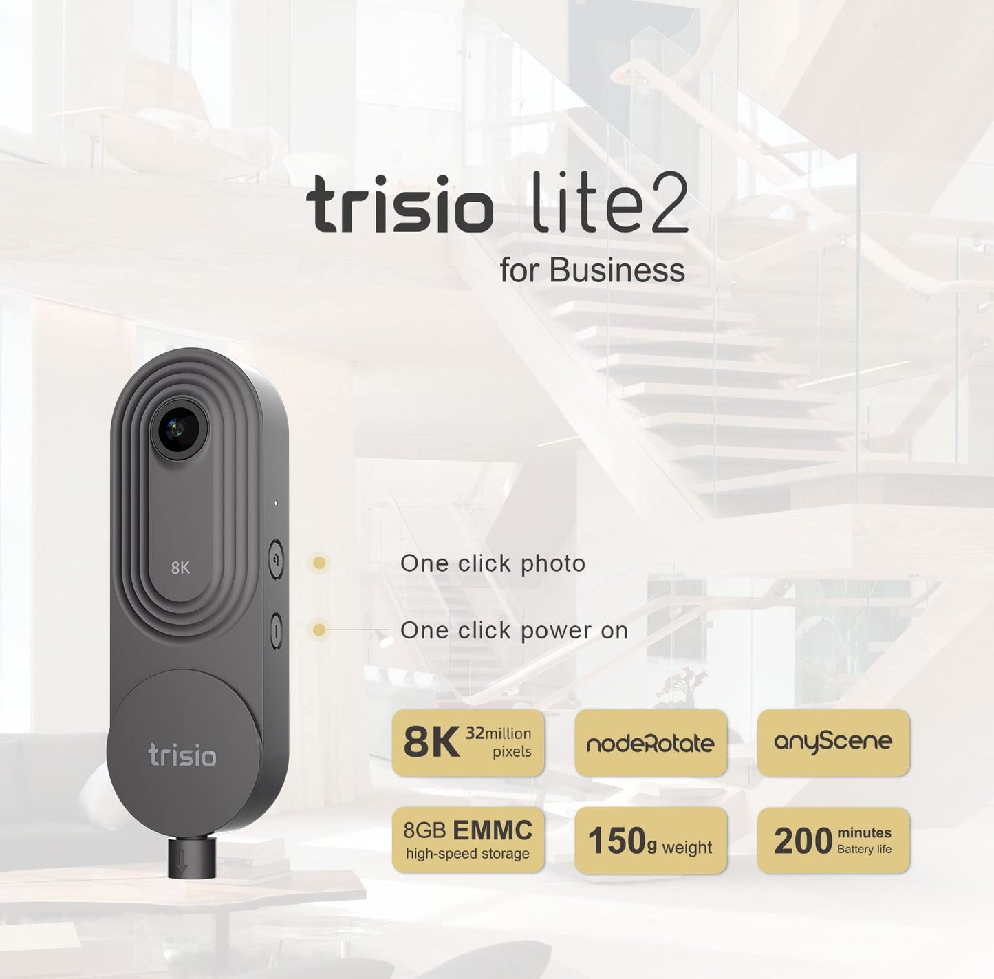 Trisio Lite 2 VR Camera for 8K HD Panorama, 360 Camera 3D Panoramic Commercial Camera for Home Decoration Renovation Real Estate Agency Hydropower