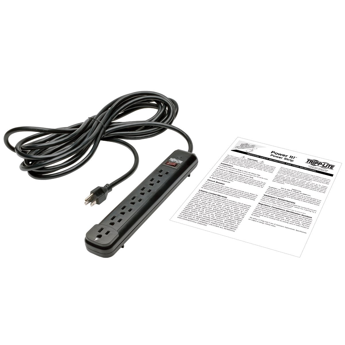 Tripp Lite 7 Outlet Power Strip NEMA 5-15R AC 25' Cord 5-15P Black Housing (PS725B)