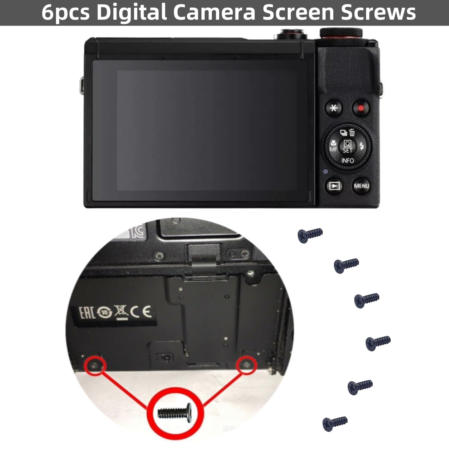 Komitasui Digital Camera Screen Screws for Canon G7X Mark II G7X Mark III Camera Screws Accessories with Screwdriver - 6 Packs