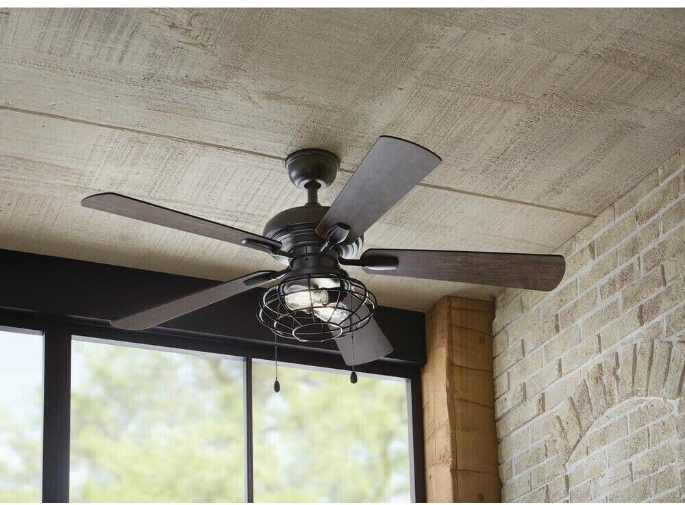 Home Decorators Collection Ellard 52 in. LED Matte Black Indoor Ceiling Fan with Lights