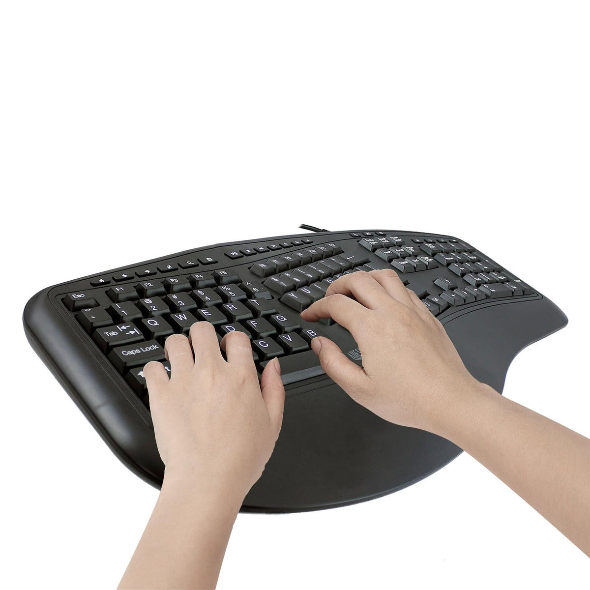 Adesso Ergonomic USB Keyboard, 105-Key US Layout AKB-150UB