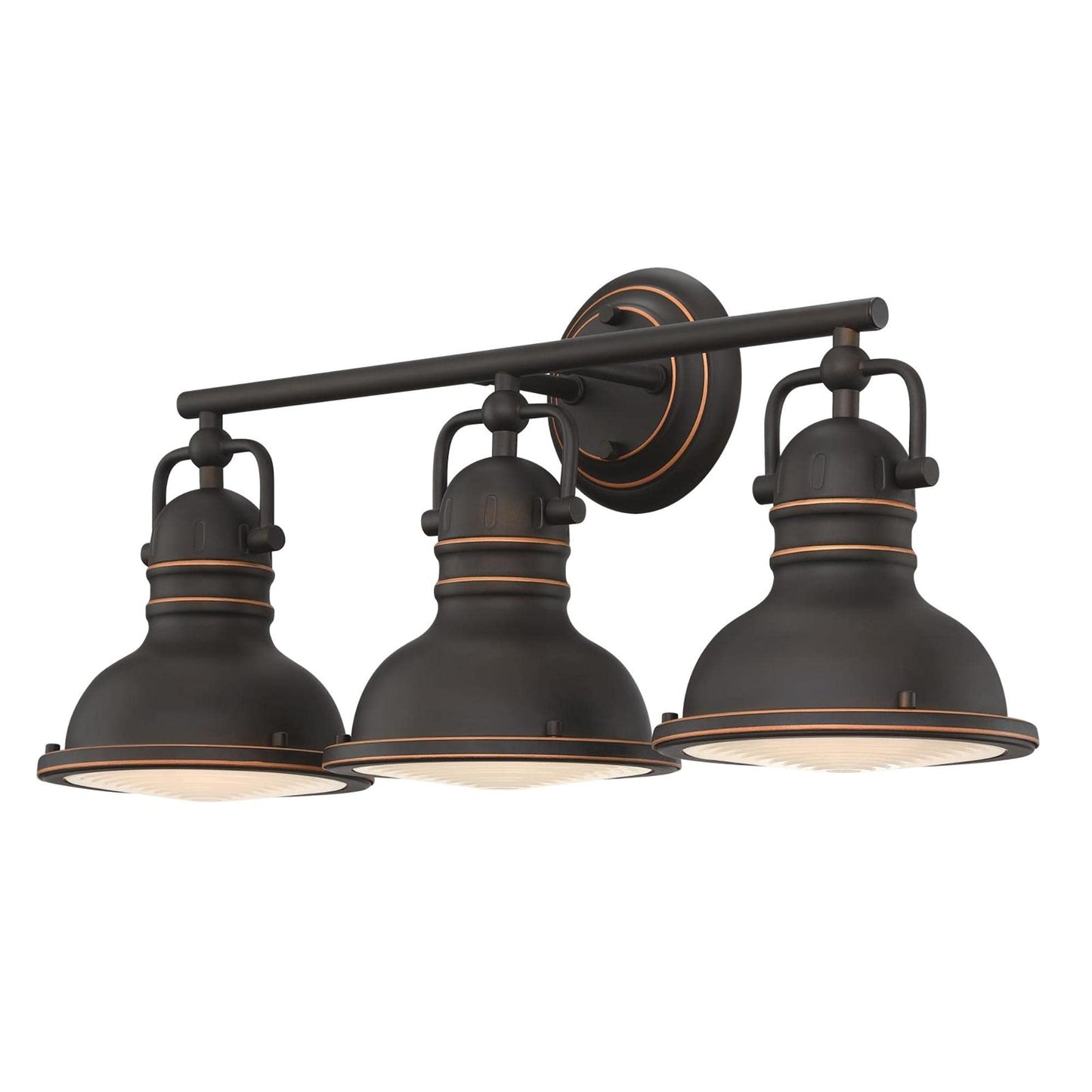 Westinghouse 6116200 Boswell Vintage-Style Three-Light Indoor Vanity Light Fixture, Oil Rubbed Bronze Finish with Highlights, Frosted Prismatic