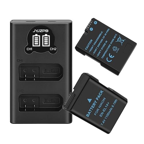 2-Pack EN-EL14 EN-EL14a Replacement Battery Dual USB Charger Set Compatible for Nikon D3200, D5600, D3500, D3300, D3400, D3100, D5100, D5200, D5300