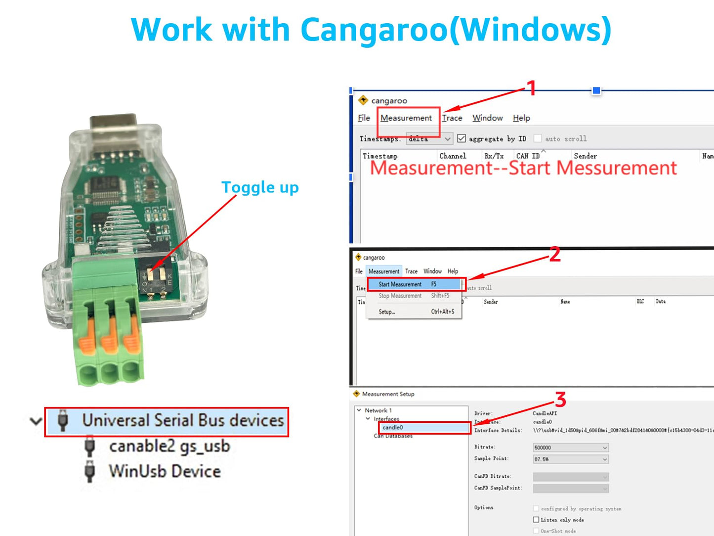 DSD TECH SH-C31A USB to CAN Adapter with FD Support Based on Canable 2.0