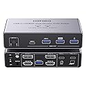 USB C KVM Switch 2 Monitors for 1 Laptop 1 Desktop, 4K@60Hz Dual Monitors HDMI DP KVM Switch for 4 USB 3.0 Ports,Docking Station KVM Switches, PD