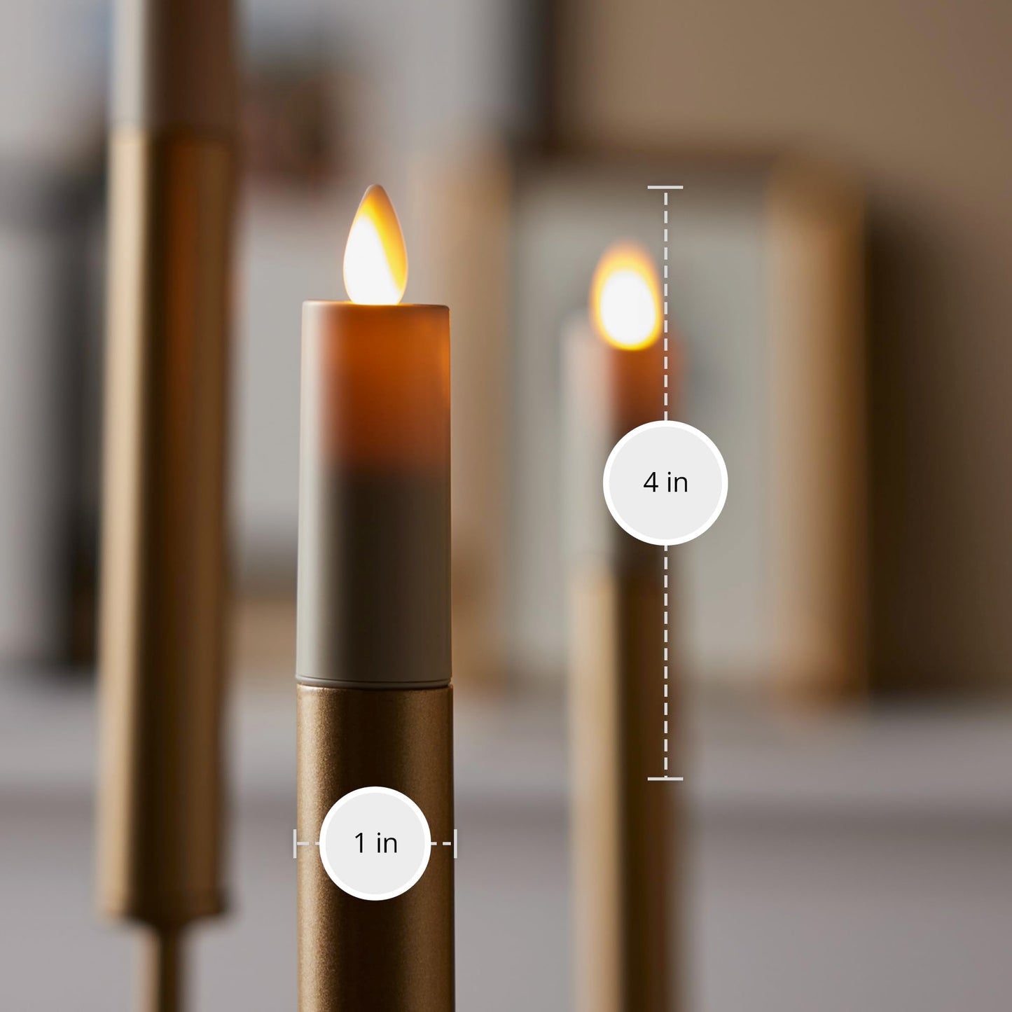 Luminara Set of 2 Pearl Ivory Flameless Candle E12 Taper Bulbs Flat Top - 1" x 4" for Chandeliers, Wall Sconces and Lighting Fixtures