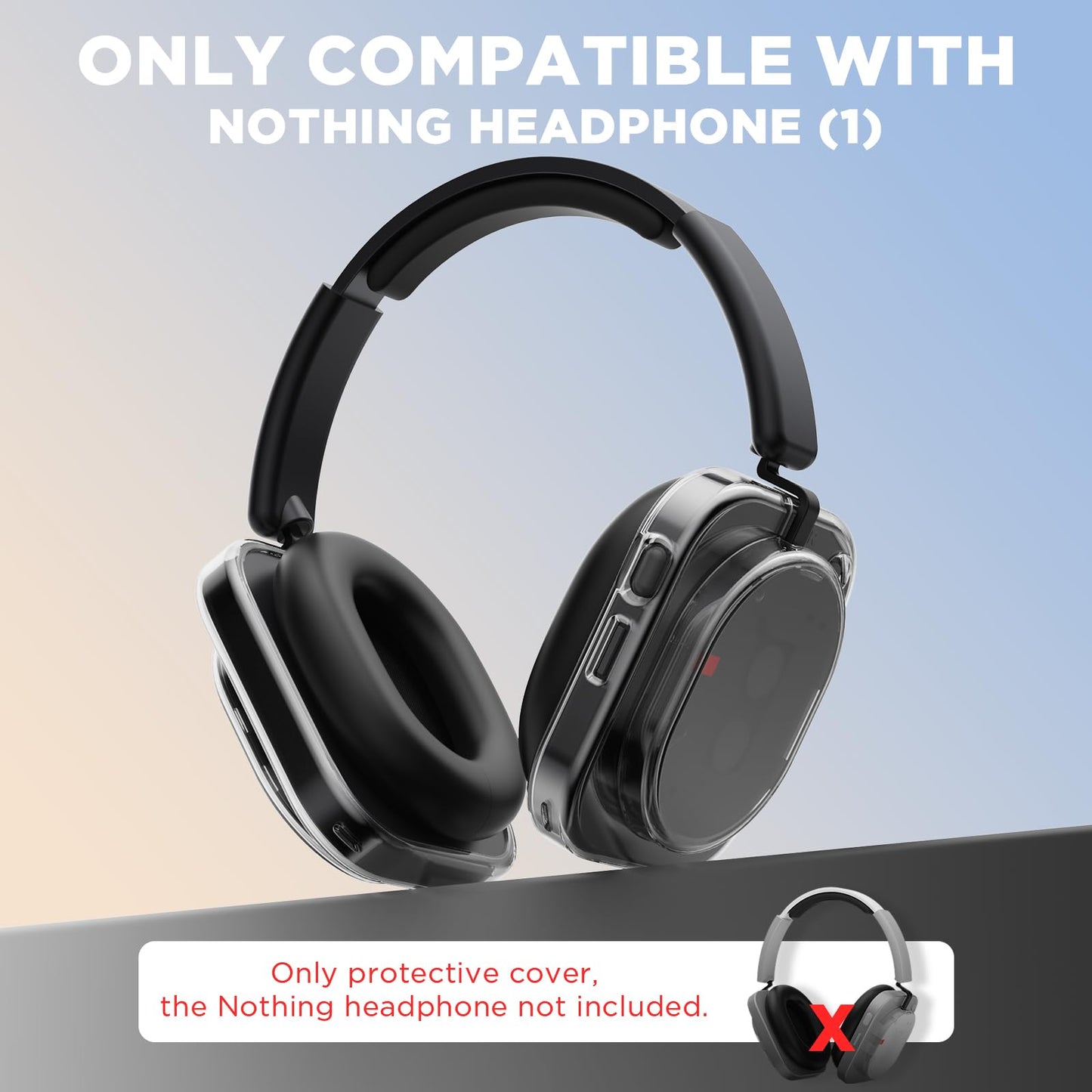 for Nothing Headphone (1) Shell Case Cover,Clear TPU Protective Cover Compatible with Nothing Headphone (1),Ultra-Thin Drop-Proof Shockproof Head