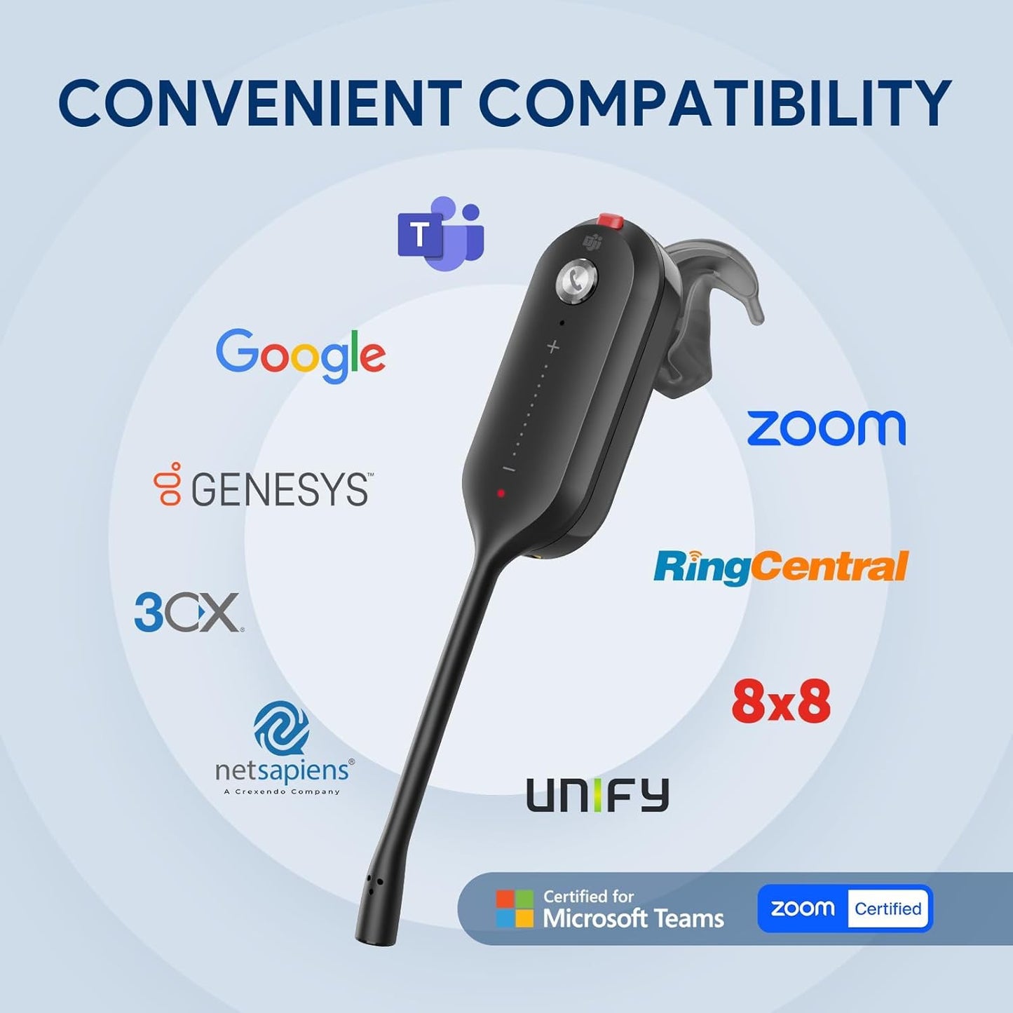 Yealink DECT Wireless Headset WH63 E2 UC, Zoom Teams Certified,Single Ear (Mono) Convertible Headset,Connects to Desk Phone&Computer,Noise Canceling