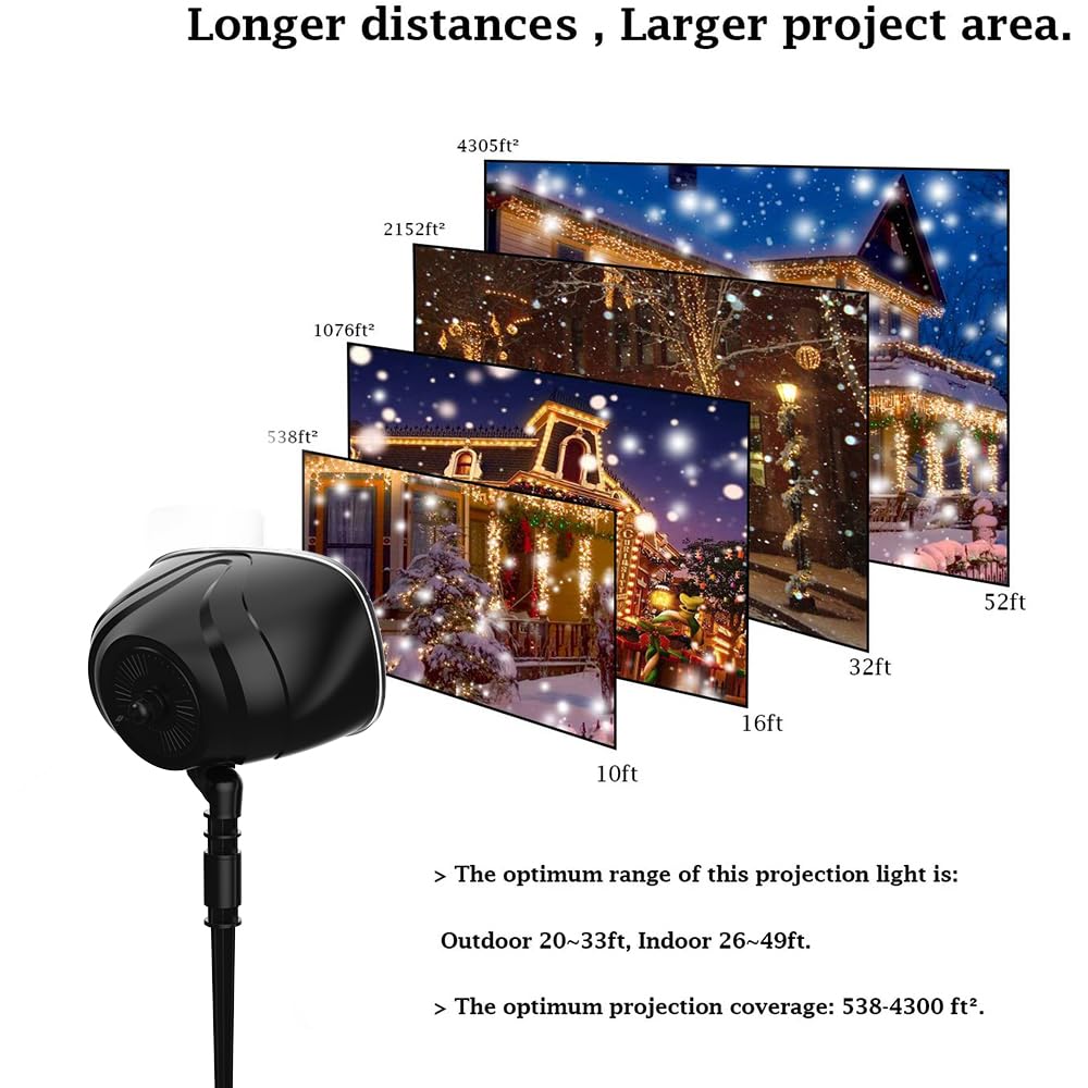 Christmas Snowfall Projector Lights,FLEVO Waterproof Snowfall LED Light Projector,Outdoor Indoor Snow Lighting Projector with Dynamic Snow Effect