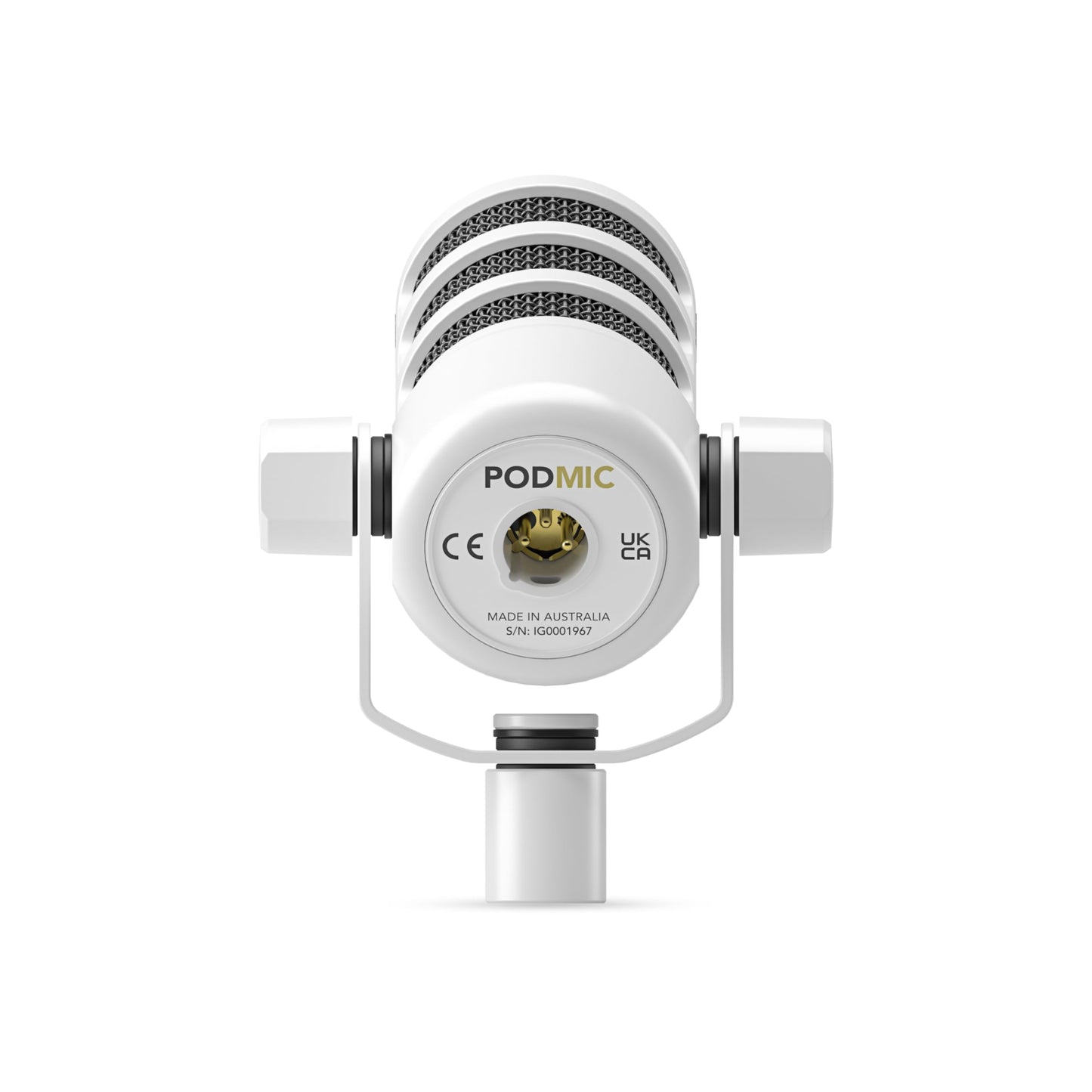 Rode PodMic Cardioid Dynamic Broadcast Microphone (White) with XLR Cable and StreamEye Polishing Cloth