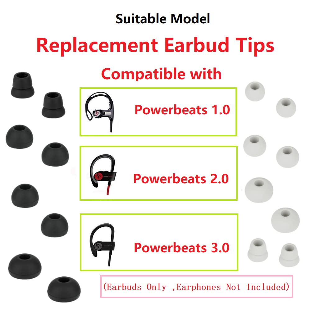 Ear Bud Replacement Pieces Silicone Earbuds Buds Set Compatible with Monster Beats Dr. Dre Powerbeats 3 Wireless Stereo Earphones,8 Pairs Black…