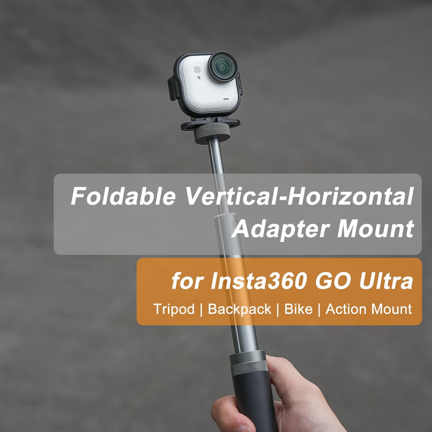 CAPART Camera Holder Bracket for Insta360 GO Ultra, Vertical Horizontal Mount Frame Cage with 1/4" Thread Hole and Action Camera, Tripod Selfie Stick