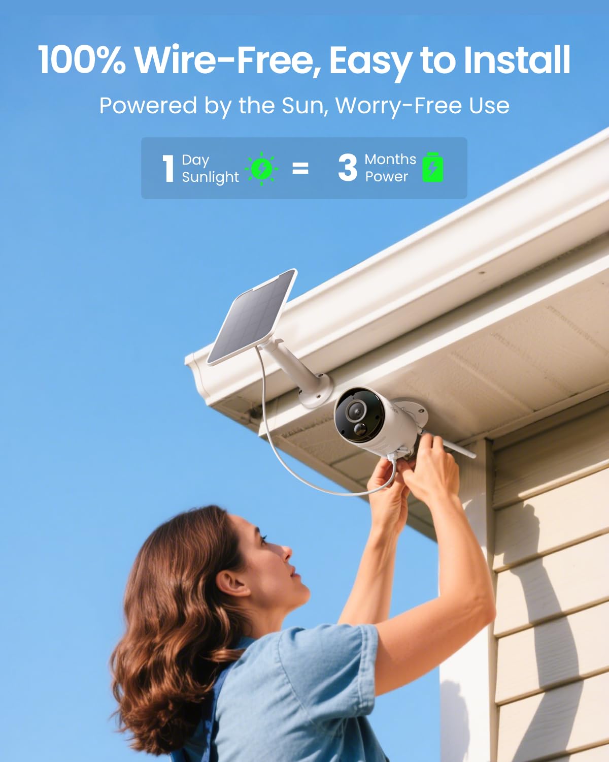REOLINK Argus Eco+Solar Panel 2K 5MP Solar Security Camera Outdoor for Home Surveilance, Night Vision, Human/Car Smart Detection, 2.4G WiFi, No