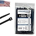 Kable Kontrol Made in USA Cable Zip Ties, 100 Pcs 7 Inch Black, 50 Lbs Tensile Strength, Self-locking UV Resistant Plastic Nylon Wire Ties, for Indoor