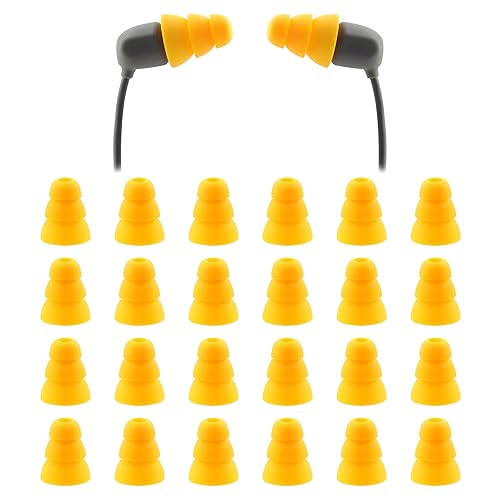 NANLANFAN Replacement Triple Flange Ear Tips for Elgin Discord Gen 3 / Rumble/Rumble Wired, Soft Silicone Ear Tips, 12 Pairs (Yellow, Large)