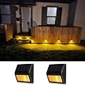 SRDHIN Solar Fence Lights Outdoor,Waterproof Solar Stair Step Deck Lights Wireless for Patio Garden Backyard Garage Driveway (Warm White, 2-Pack)