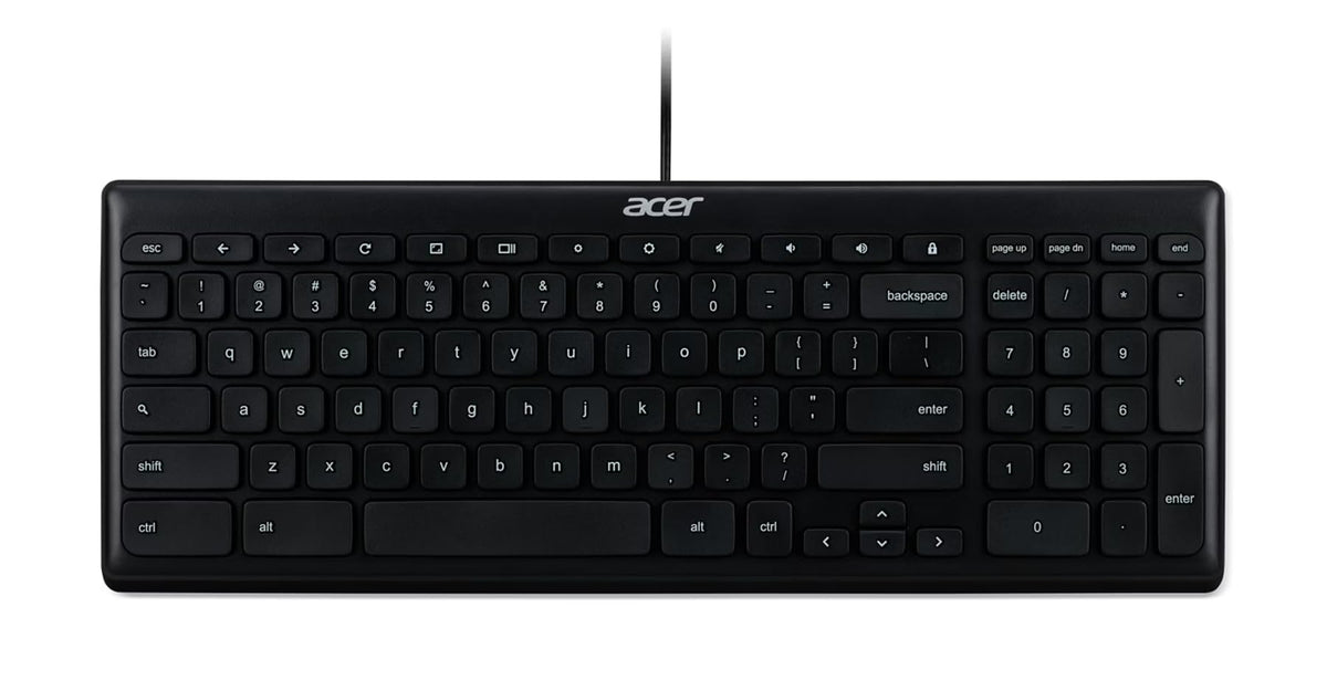 acer AKB910 Wired USB Keyboard - Compact Design, Full-Size Keys, Chrome OS Compatible, Black