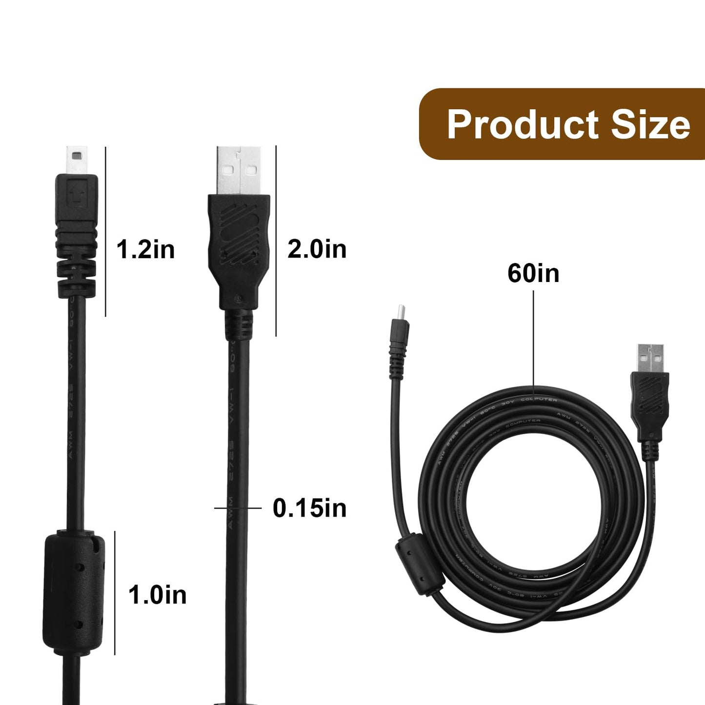 Miruchertter UC-E6 USB Cable Replacement USB Camera Transfer Data Charging Cable Cord High-Speed Photo Transfer Cord Compatibale with Nikon Coolpix