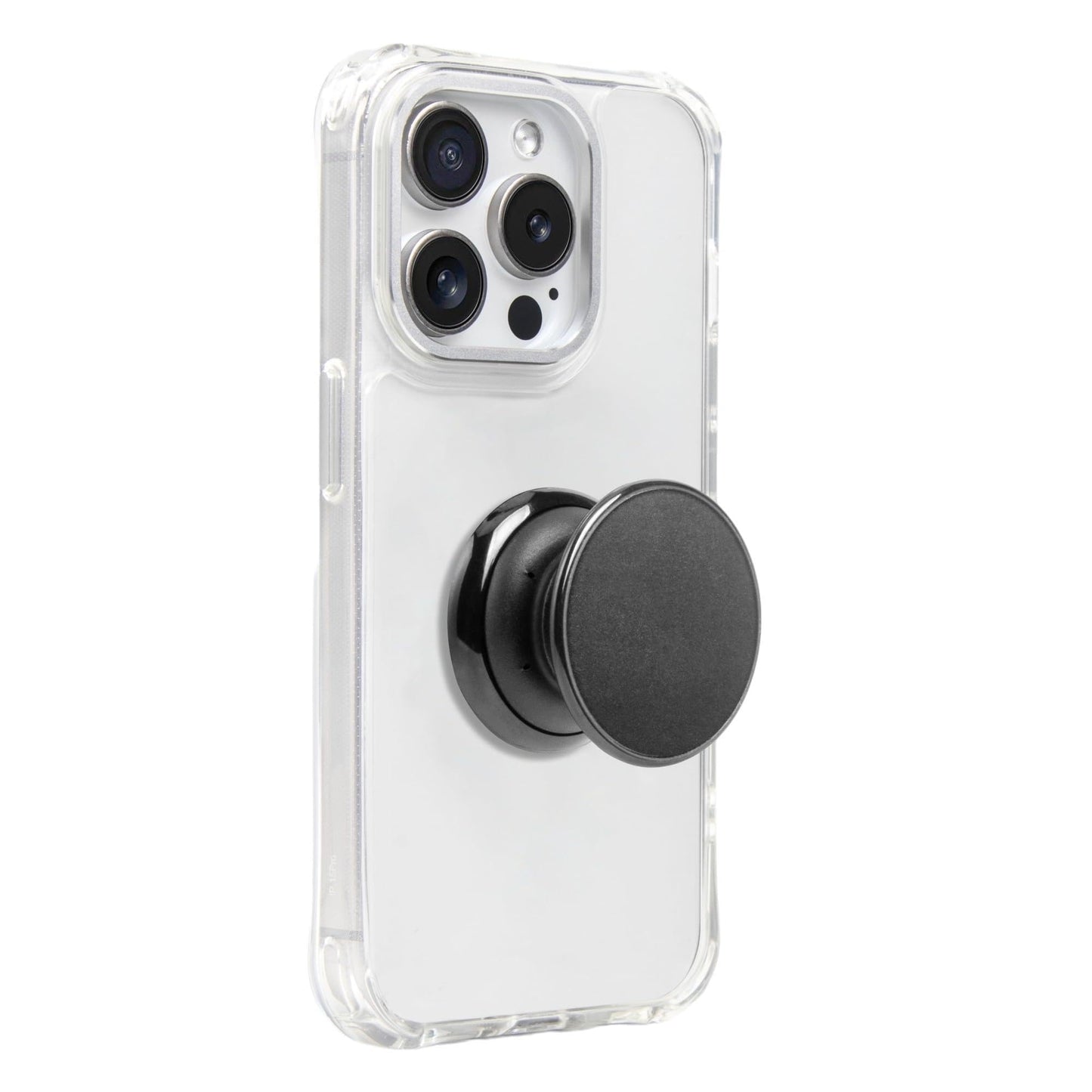 FAB POPS Black Magnetic Phone Grip with Expanding Landscape Kickstand, Strong Adhesive for Smartphones & Mini Tablets, Built-in Magnets + Adhesive