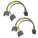 ELFJMZP Dual SATA 15 PIN to ATX 8PIN(6+2) Adapter GPU Power Cable 8.7in/22.0cm(Pack of 2)