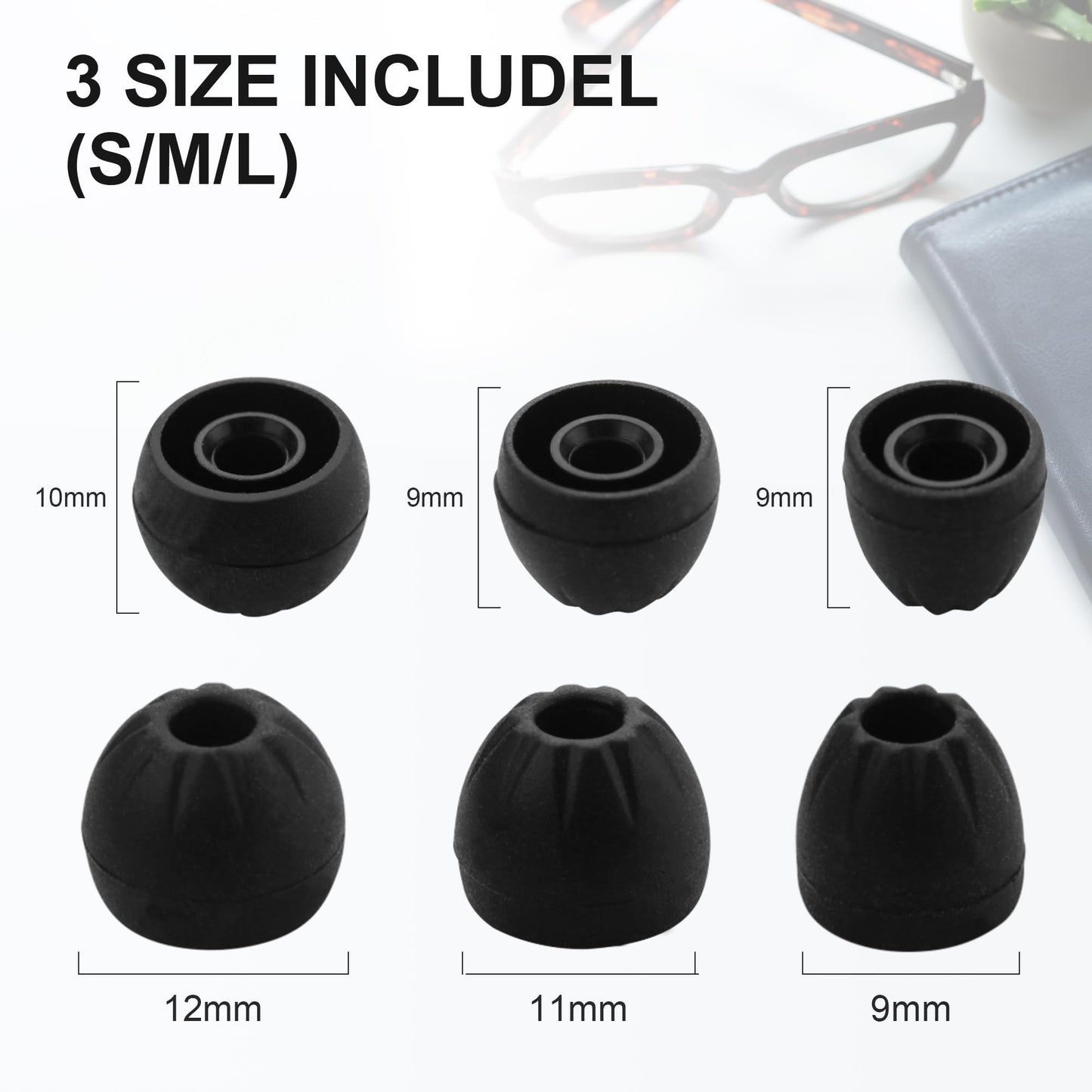 Replacement Ear Tips for KZ Headphone - 3 Pairs Silicone Eartips, Noise Isolation, for KZ All Series, for KZ ZSN, ZST, ZS10 Pro, EDX, DQ6, ZSX, AS10