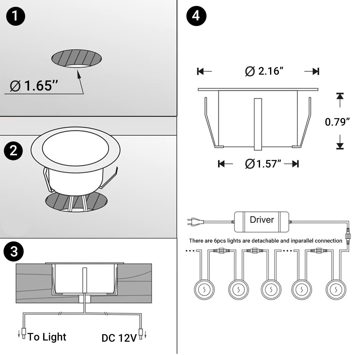 SKYMVAO 6 Pack LED Sauna Explosion Room Light, Sauna Lighting Recessed, Deck Lighting Waterproof IP67, Outdoor Recessed Lights, Low Voltage LED Lights