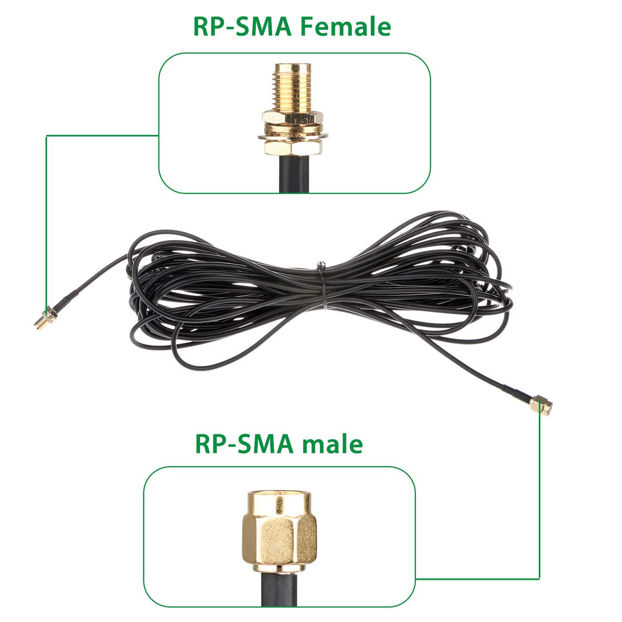 traderplus 3-Pack 10FT RP-SMA Male to Female Extension Cable WiFi Router Antenna Extender