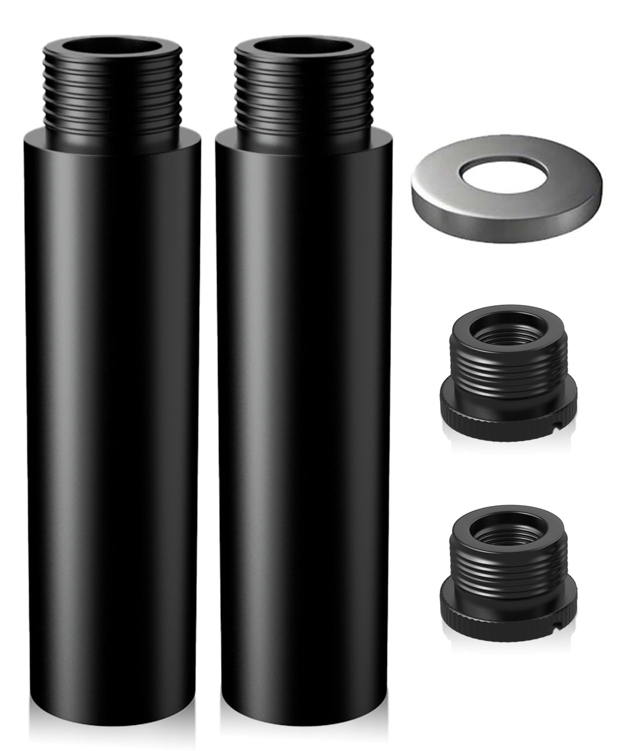2.99 Inch Mic Stand Extension Tube 2 Pieces 5/8 Inch Microphone Extension Pipe Aluminium Alloy Stand Extenders Screw Boom Tubes with 2 Metal Adapters