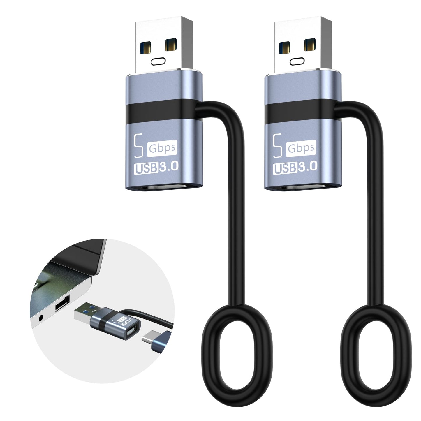 Liaoan Weiyu USB to USB C3.0 Adapter, USB C Female to USB A Plug 5 Gbps Data Transfer (2-Pack), Suitable for Phone 16, 15, 14 Pro Max Pad 10…