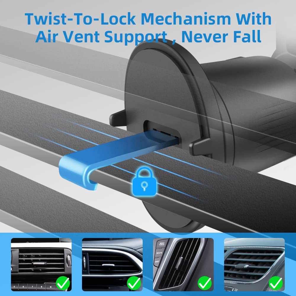 PTz Worlds Magnetic Phone Holder for Car - Metal Hook, Compatible with iPhone, Easy Installation, Secure Hold, 360 Rotation, 20-Day Satisfaction