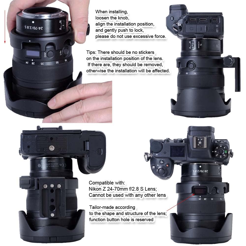 iShoot Lens Collar Tripod Mount Ring Compatible with Nikon Nikkor Z 24-70mm f/2.8 S Lens, Lens Support Holder Bracket Bottom is Arca-Swiss Fit Quick