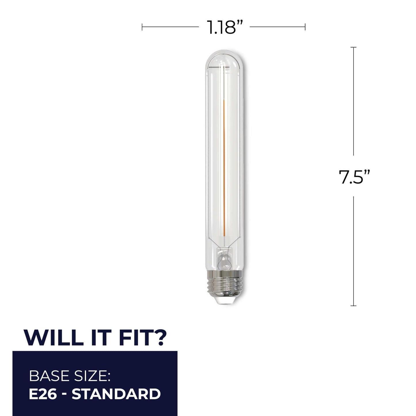 Bulbrite LED Filament Pack of (4) 3 Watt Dimmable 7.5 Inch T9 Light Bulb with Clear Glass Finish and Medium (E26) Base - 3000K (Soft White Light), 300