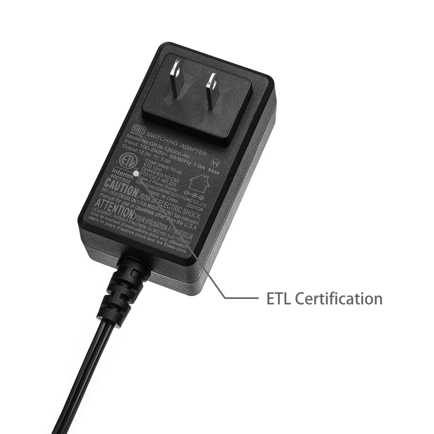 12V 3A Charger AC Adapter for Shark FlexBreeze 2-in-1 Fan FA200 FA202 FA222 FA225 FA302 UH205 GQ36-120300-AUO