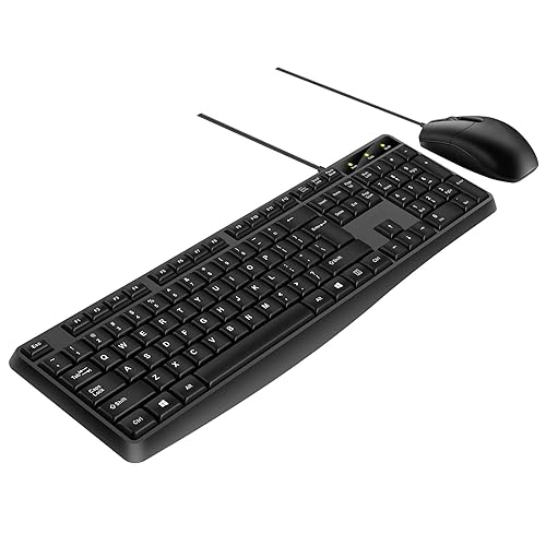 Wired Keyboard and Mouse, 104 Keys Wired Keyboard with Numeric Keypad, LED Indicators, Ergonomic, Comfortable Play and Plug for Windows/Mac/PC;Square