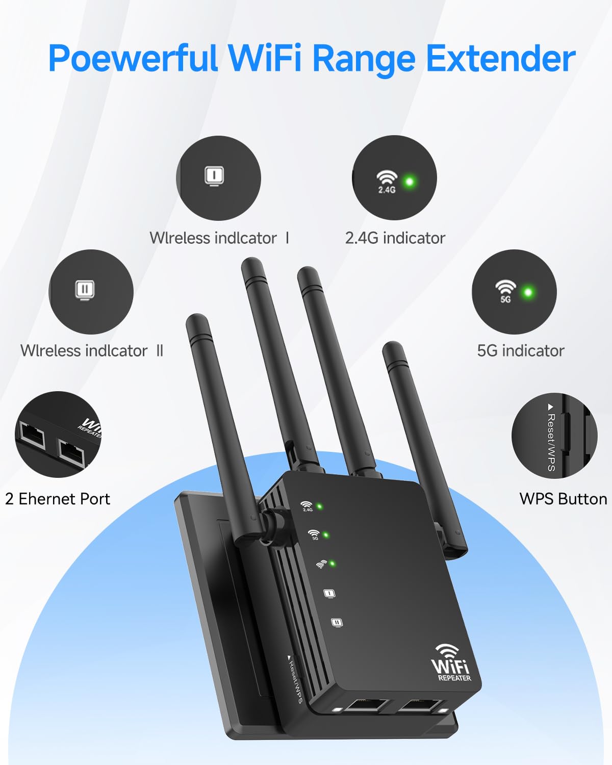 Dual Band 5GHz/2.4GHz WiFi Extender, WiFi Booster, WiFi Extender Signal Booster, Covers 12880 Sq.ft, Supports 105 Devices, Wireless Signal Booster