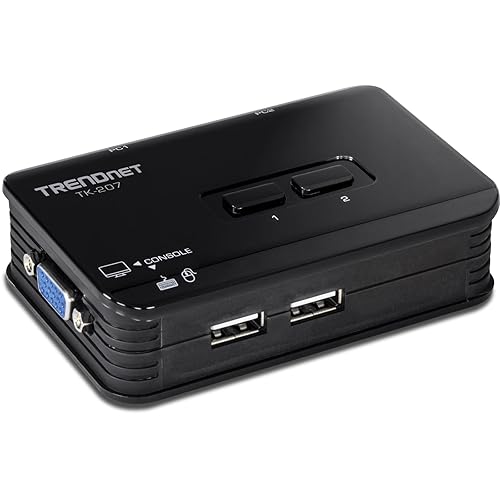 TRENDnet 2-Port USB KVM Switch, TK-207K, Control Two Computers with One Set of Console Controls, 2048 x 1536 Resolution, 60Hz Refresh Rate, All