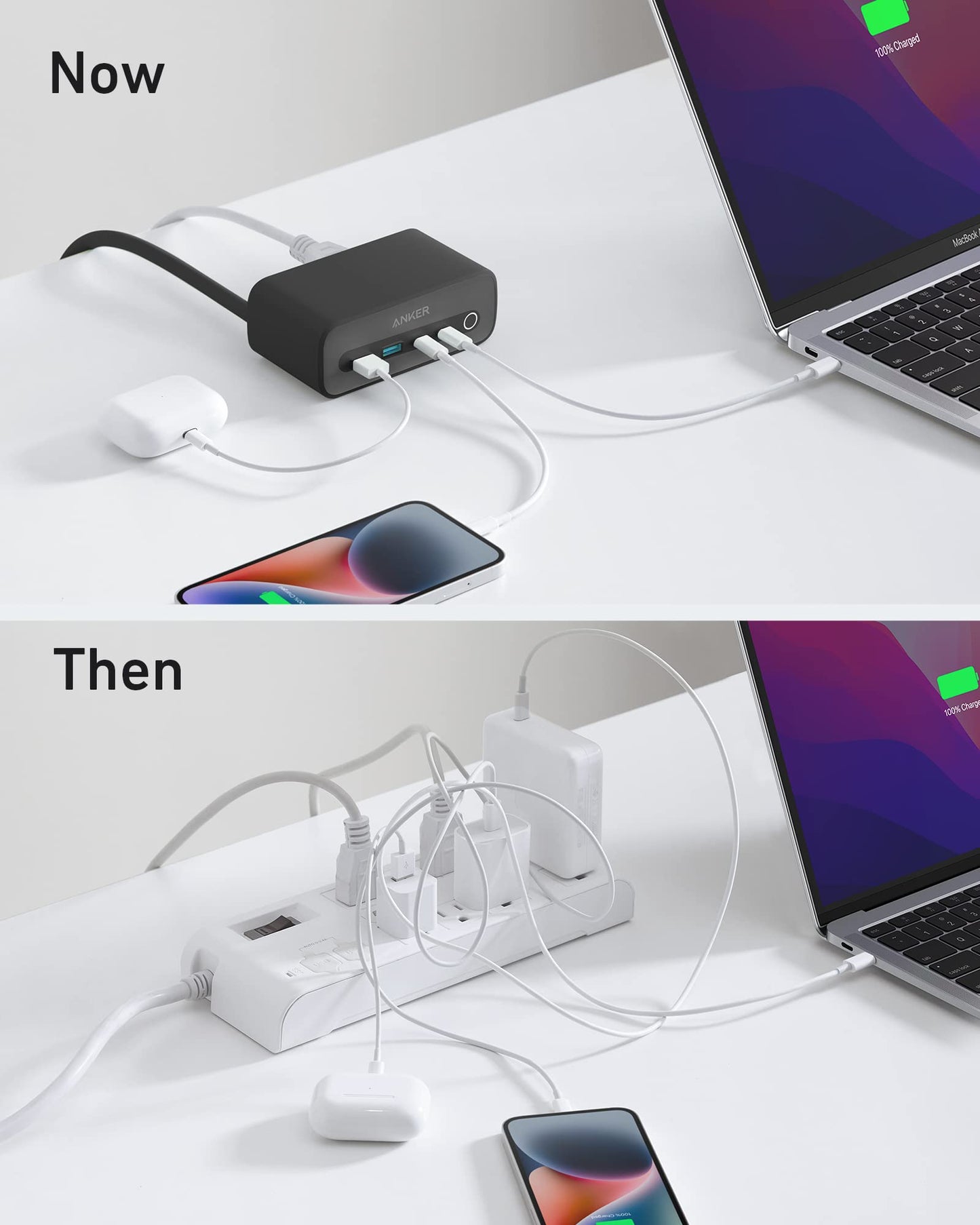 Anker 525 Charging Station, 7-in-1 USB C Power Strip for iphone13/14, 5ft Extension Cord with 3AC,2USB A,2USB C,Max 65W Power Delivery Desktop