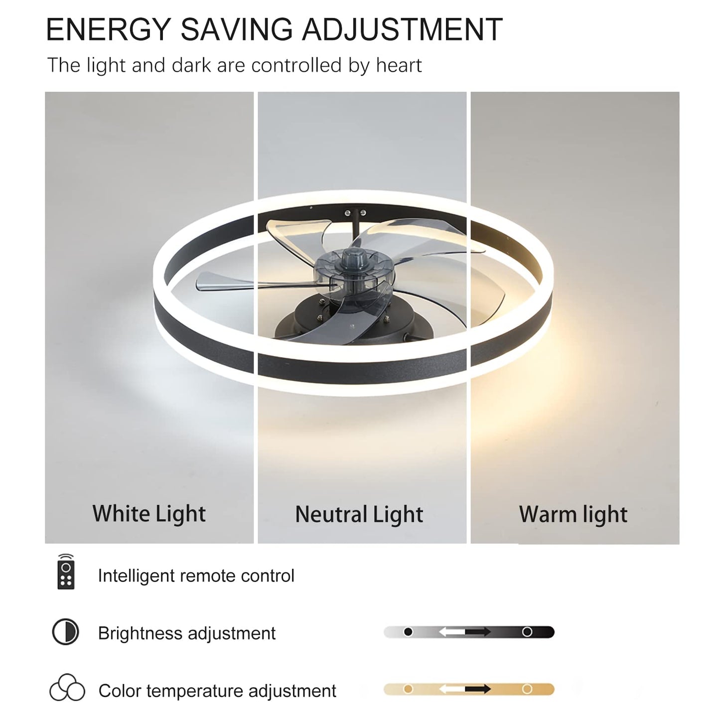 YIHANTLZ Smart Ceiling Fan with Light, 6-Speed Quiet Reversible Fan with Remote Control, 25W LED Light with Adjustable Brightness & Color Temperature