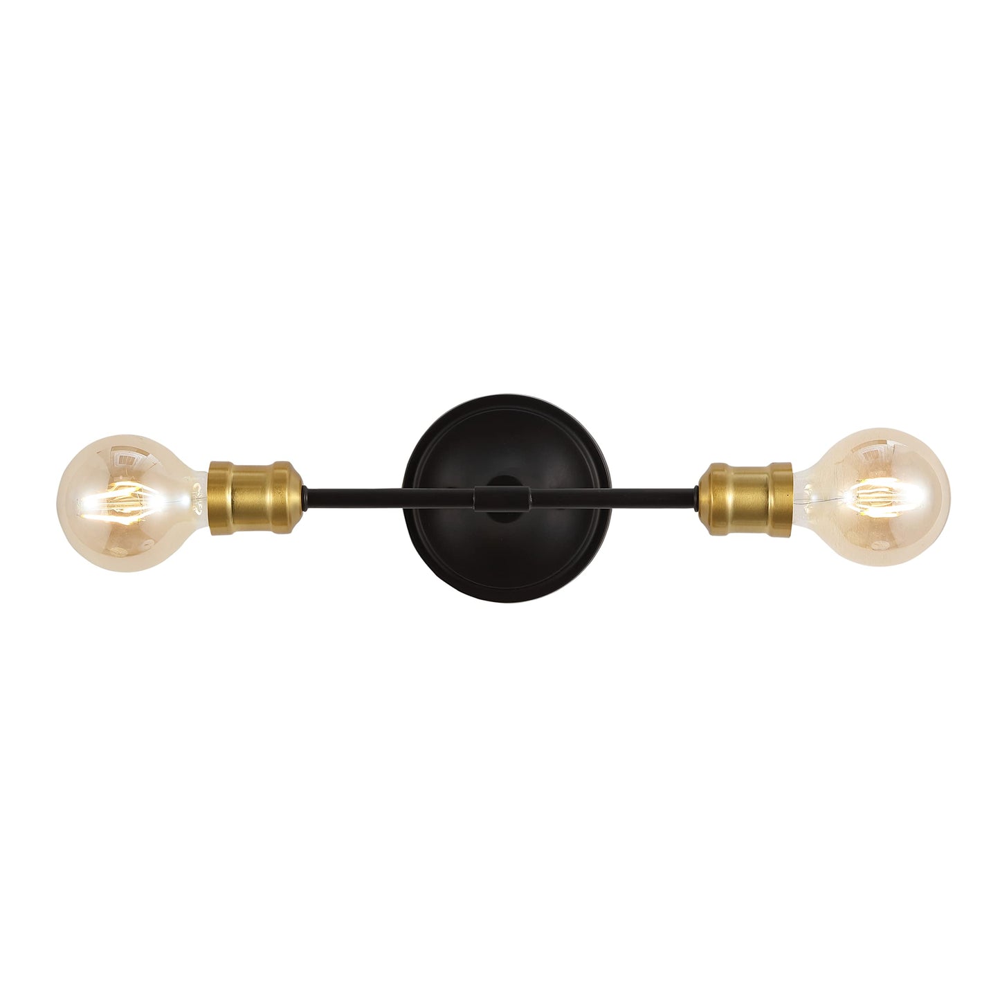 JONATHAN Y 13.25" Oil Rubbed Bronze/Brass Gold 2-Light Iron Vanity Light, Industrial Farmhouse Wall Sconce for Bathroom Mirror, Rustic Metal Fixture