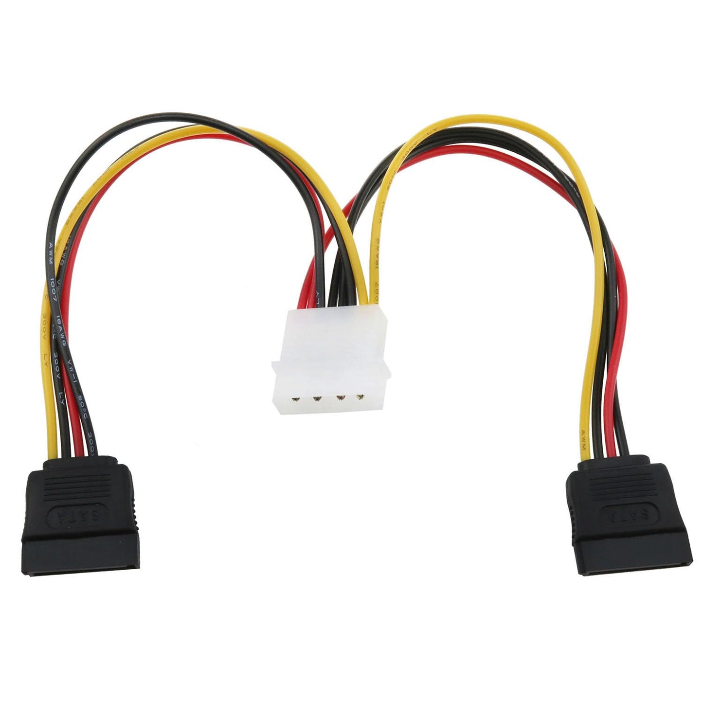 fengxiaomin 4 Pin Molex to 15 Pin Dual SATA Power Splitter Cable SATA Power Splitter Cable 18AWG Copper Serial SATA Hard Drive Extension Cable(20CM)-4