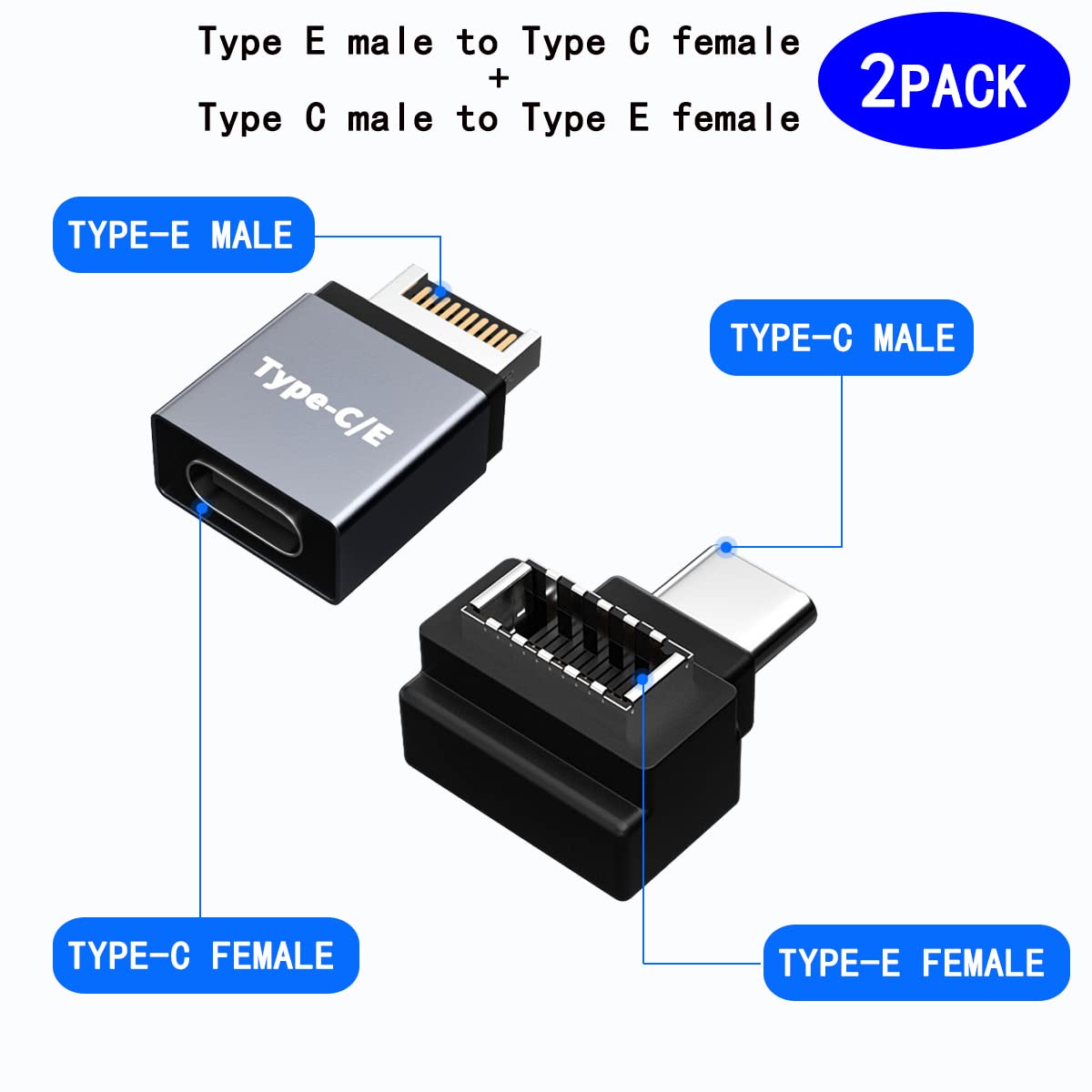Rgzhihuifz USB 3.1 Type-E to Type-C Extension Adapter, Gen 2 (10 Gbit/s) Male to Female Port and Internal Cable