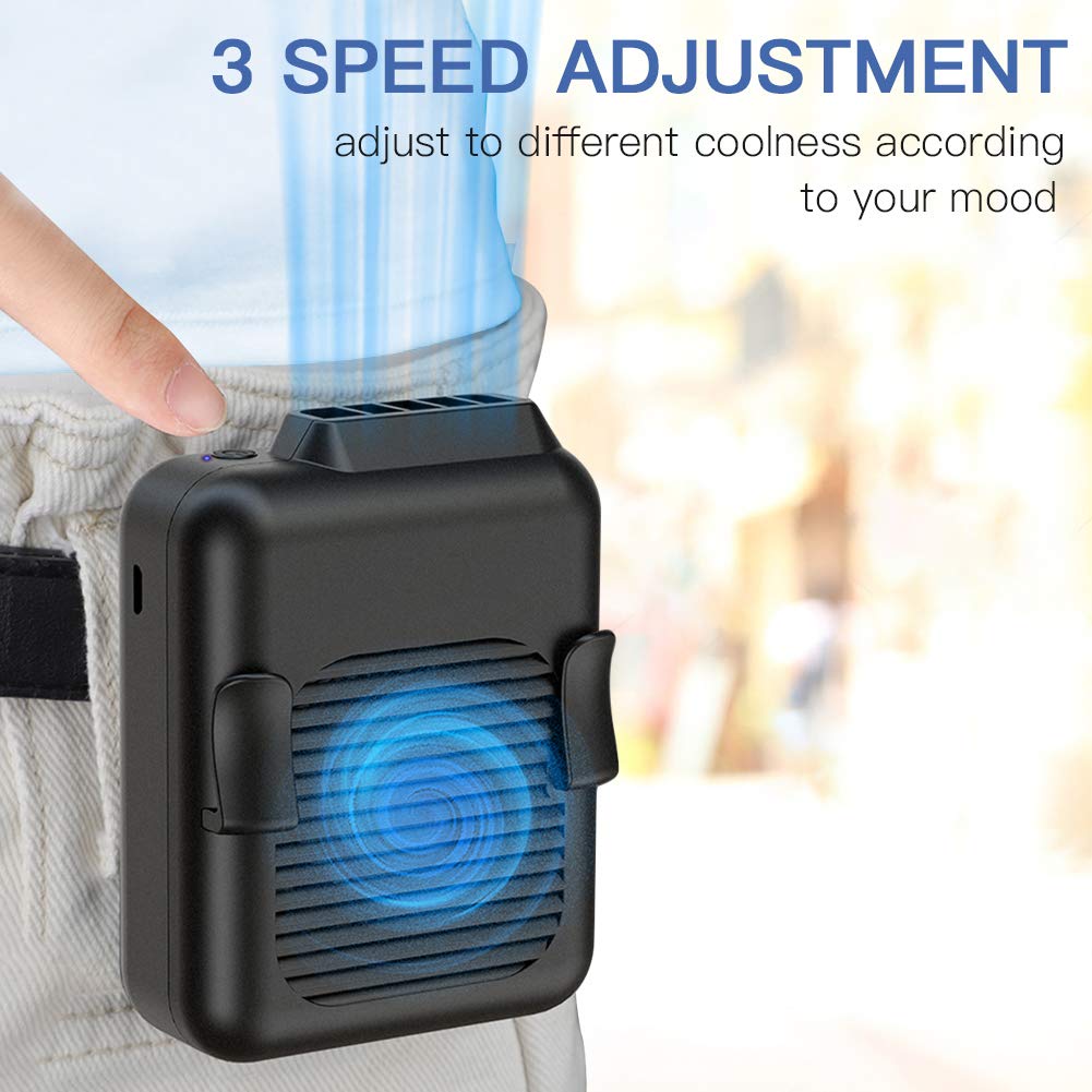 Koonie Waist Clip-on Belt Fan, 23h Use Time, Strong Airflow, 3 Speed Levels