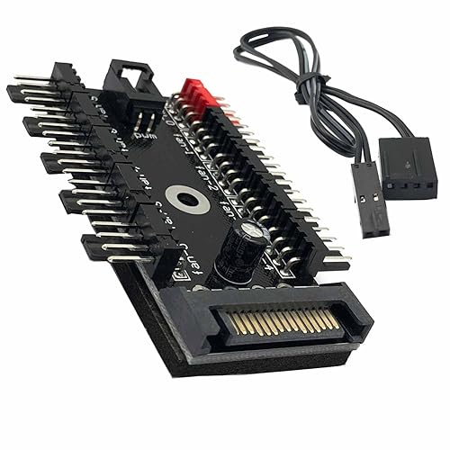 FainWan 1-Pack 10 Way 4Pin PWM PC Fan Hub with Cable Computer Cooling Fan Power Cable Extender PCB Adapter SATA 1 to 10 Multi Way Splitter