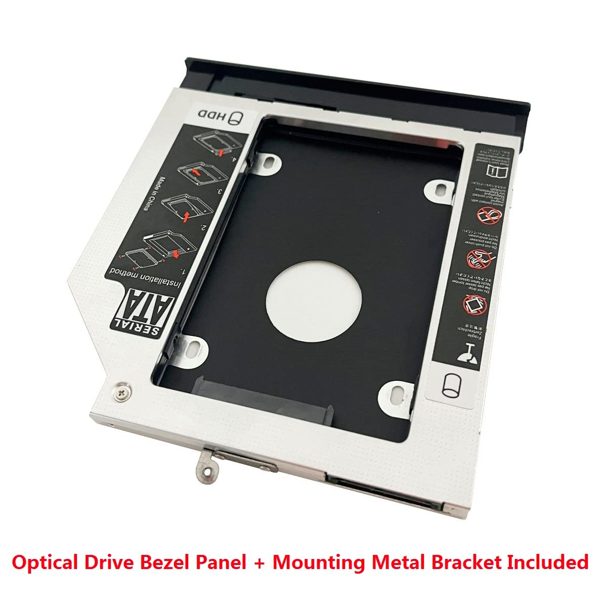 2nd HDD SSD Hard Drive Optical Caddy Frame Tray for Lenovo XiaoXin ideapad 300 with Bezel Front Panel Faceplate Metal Bracket Holder