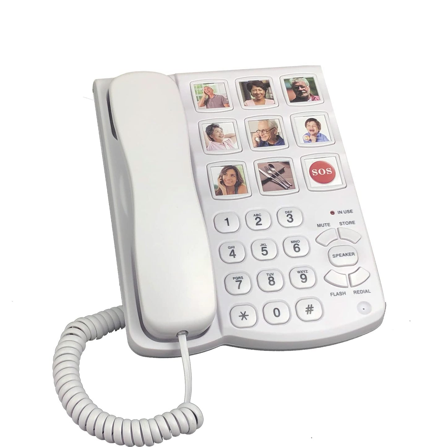 Benotek Corded Big Button Picture Phone for Seniors with Speaker Redial, Hands Free Landline Desk Telephone, Amplied Large Button Home Phones