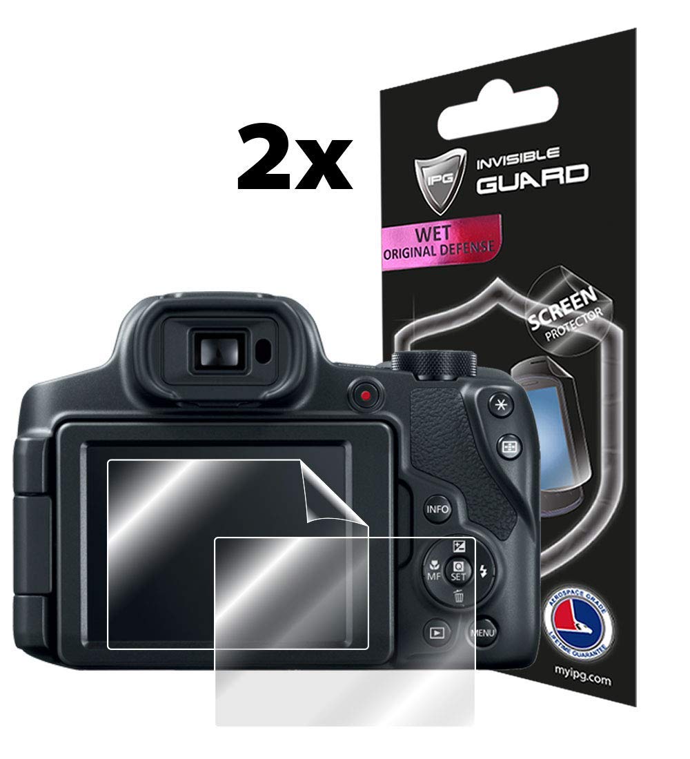IPG for Canon POWERSHOT SX70HS (2 Units) Screen Protector Skin Lifetime Replacement Warranty Invisible Protective HD Clear Guard - Smooth/Bubble -Free