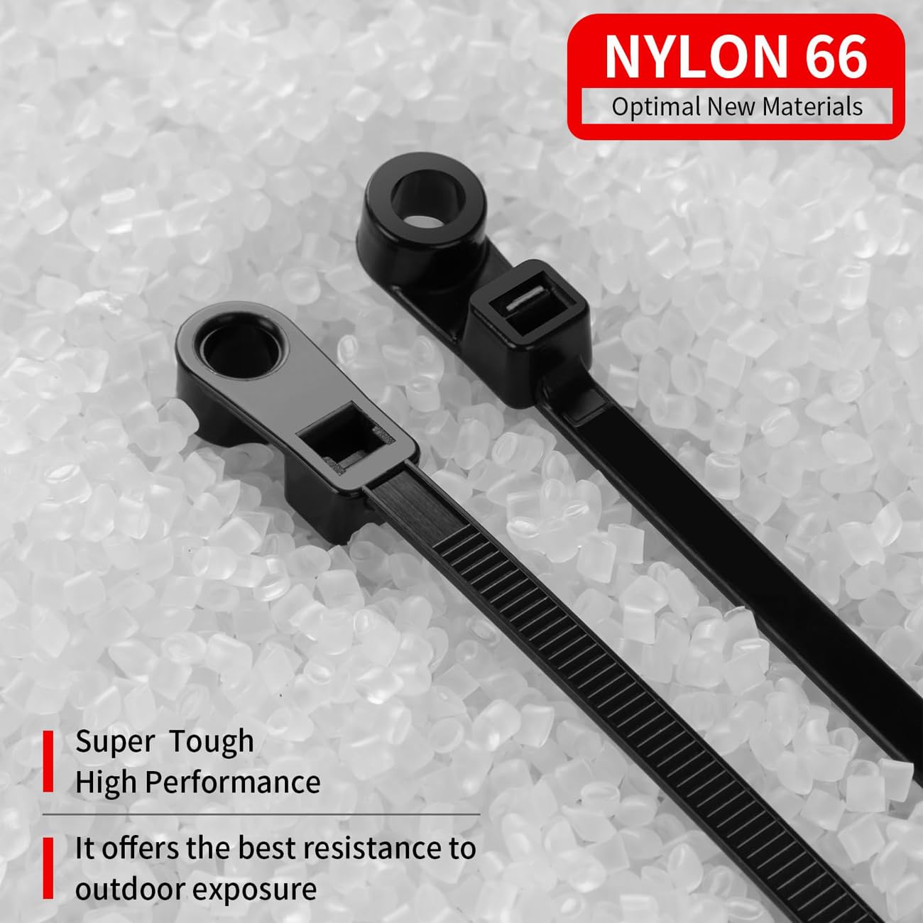 TriLnno Nylon Universal Cable Tie Buckle,Black Zip Ties Heavy Duty with Screw Hole 75lbs Mountable head Cable management Ties for Indoor & Outdoor Use